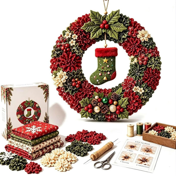 3D Fabric Poke Wreath DIY Kit Christmas Handmade Wreath Craft Set Party Decor