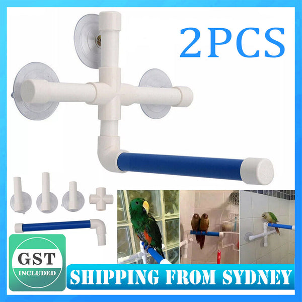 2PCS Bird Perch Stand Parrot Play Paw Grinding Stands Shower Bath Platform Toys