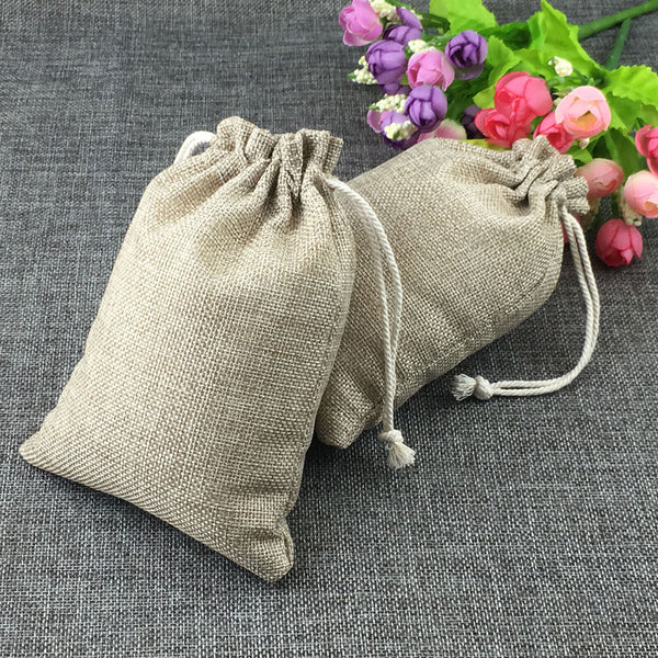 Natural Linen Burlap Drawstring Pouch Small Jute Sack Jewellery Gift Bag