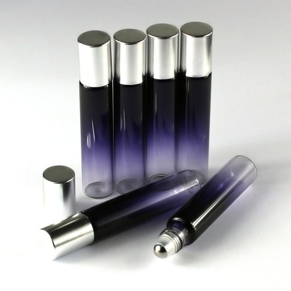 UP 200Pcs 10ml Thick Gradient Glass Roll On Bottles Steel Roller Essential Oil A