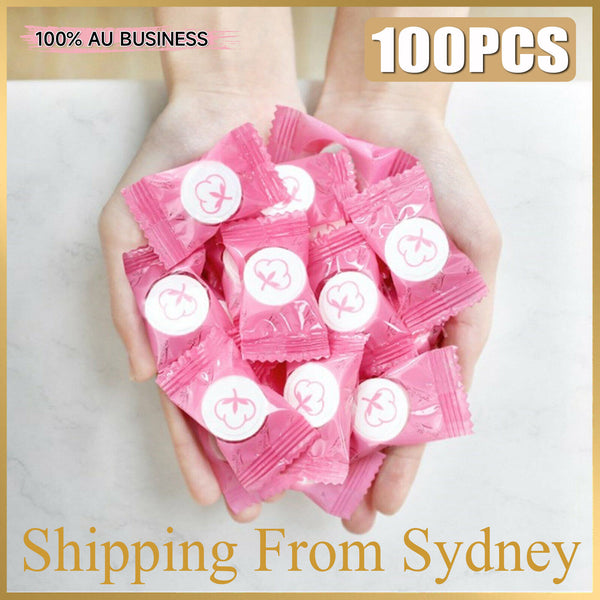 100PCS Disposable Cotton Compressed Washcloth Face Towel Wet Wipe travel AU