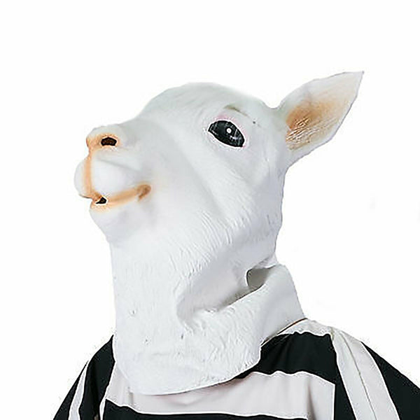 Horse Latex Head Mask Prop Rubber Party Animal Halloween Cosplay White Theater A