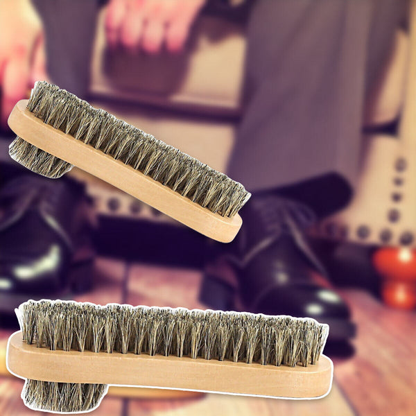 Double sided leather shoe polish brush oval oiled scrub shoe cleaning tool AU