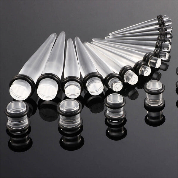 50pcs Ear Stretching Kit Plug Set Stretch Ear Taper Stretcher Expander Tapers AU