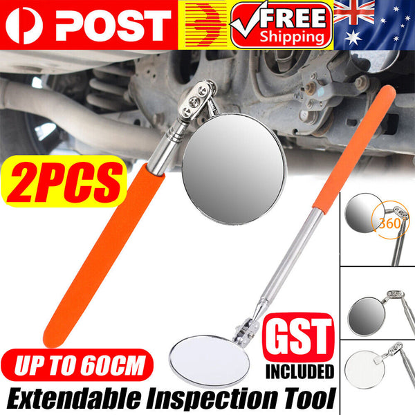 2pcs Telescopic Inspection Mirror Extendable 360 Adjustable Angle Car Hand Tool