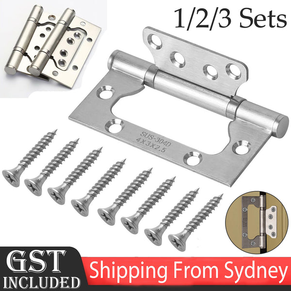 1-3Sets Stainless Steel Non Mortise 100mm Hirline Door Hinge Hinges Ball Bearing
