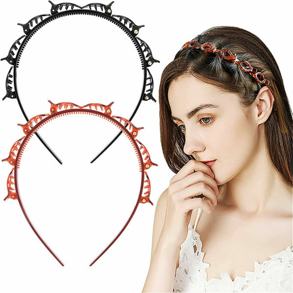 2 Pcs Double Bangs Hairstyle Hairpin Headband Braided Women Headband Hair Tool