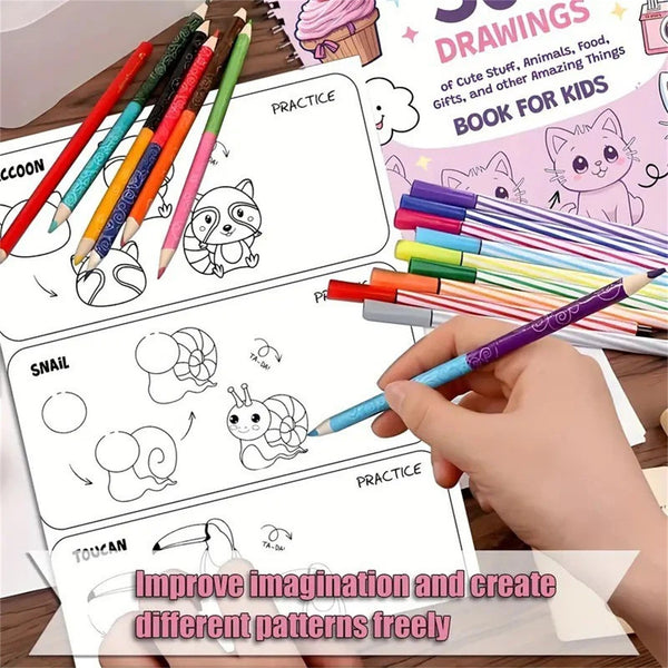 2PCS How to Draw Anything Book Step-by-Step Drawing Guide for Kids & Beginners