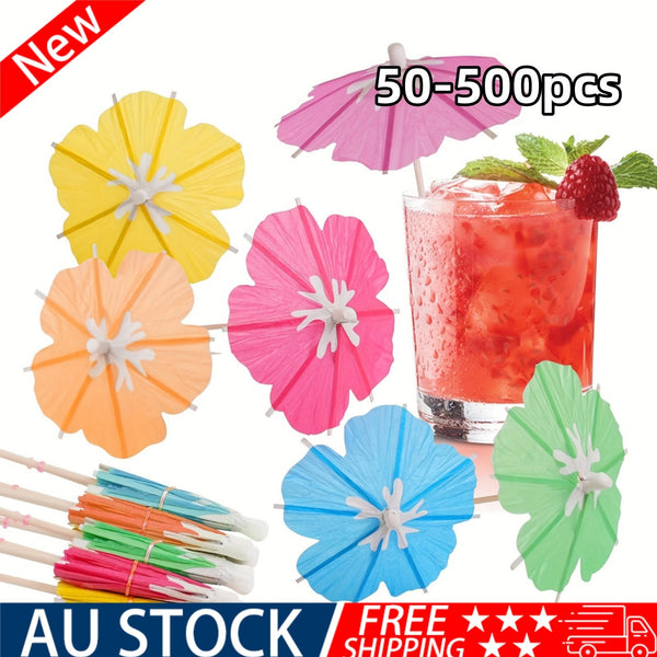 50-500pcs Cocktail Umbrella Fruit Picks Party Drinks Bar Parasols Hawaii Sticks
