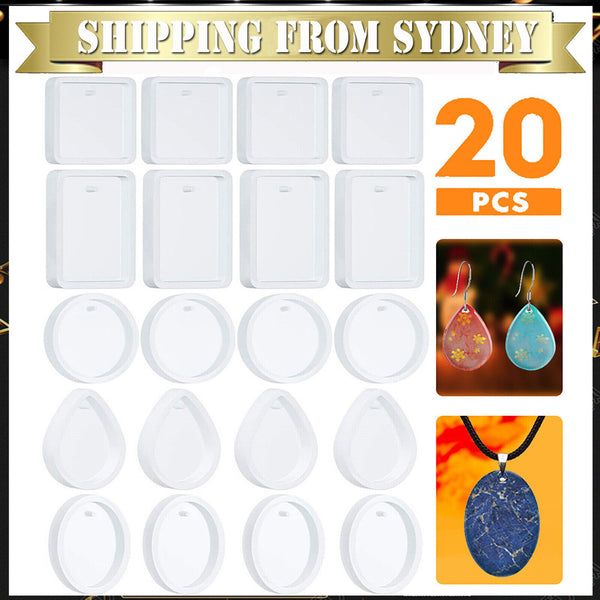 20PCS Mold Pendant Mould With Hanging Hole Jewelry Keychain Pendant DIY Craft AU