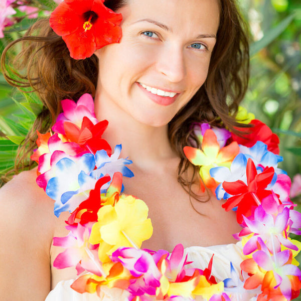 50pcs Hawaiian Flower Garland Lei | Colorful Party Necklace Luau Decoration