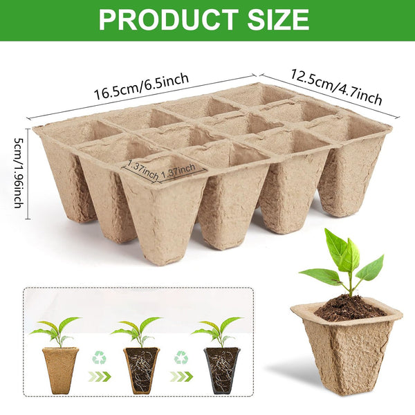 30x 12 Holes Biodegradable Paper Seedling Pots Seed Tray Garden Nursery AU