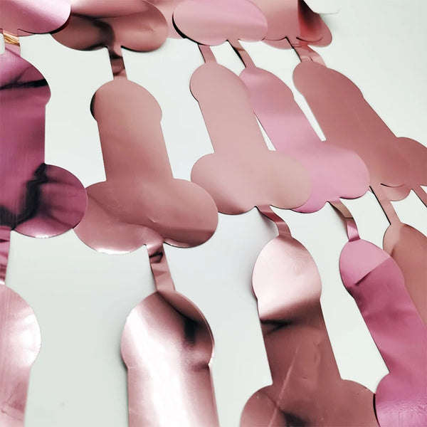 Willy Tinsel Curtain Rose Gold Metalic BackDrop 1m x 2m Hens Party Penis Decor