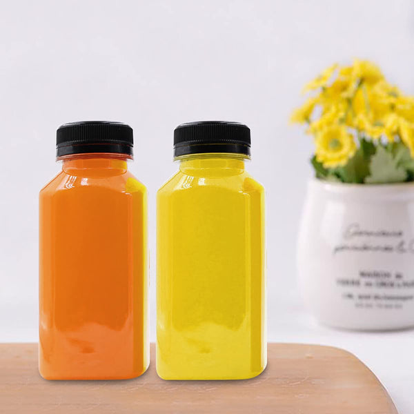 20X 250ml Square Juice Bottle Clear Plastic Refillable Empty Water Drink Bottles