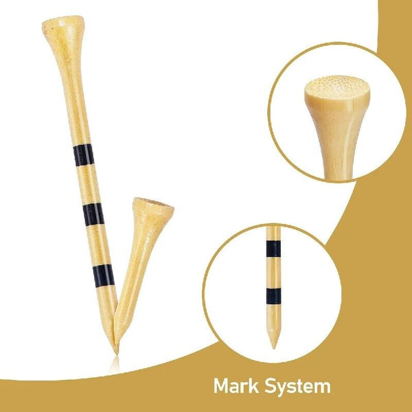 100X 4.2/8.2CM Wooden Straight Golf Tees Golf Tee Striped Golf Ball Tee Supplies