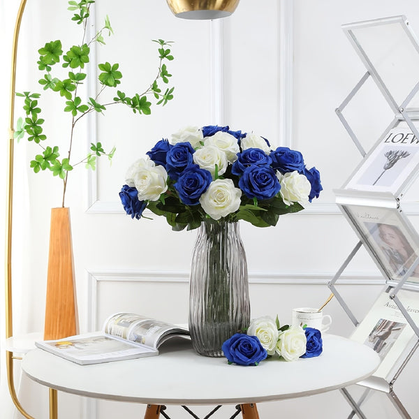 24PCS Artificial Rose Flowers Long Stem Silk Bouquet Wedding Home Decor