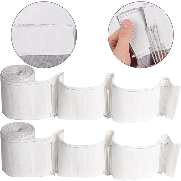 6M Multifunction Curtain Heading Pleat Tape for Home Sewing Curtain +15 x Hooks