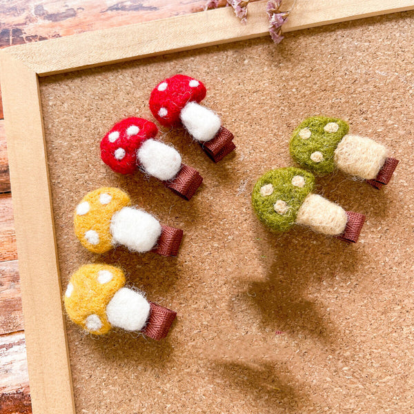 Autumn Winter Cute Mushroom Sheep Felt Hair Clip Children's Hair Accessories