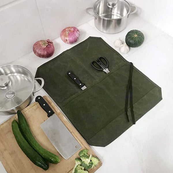 7 Slot Japanese Chef Knife Roll Bag Waxed Canvas Knife Carry Bag Storage Case AU