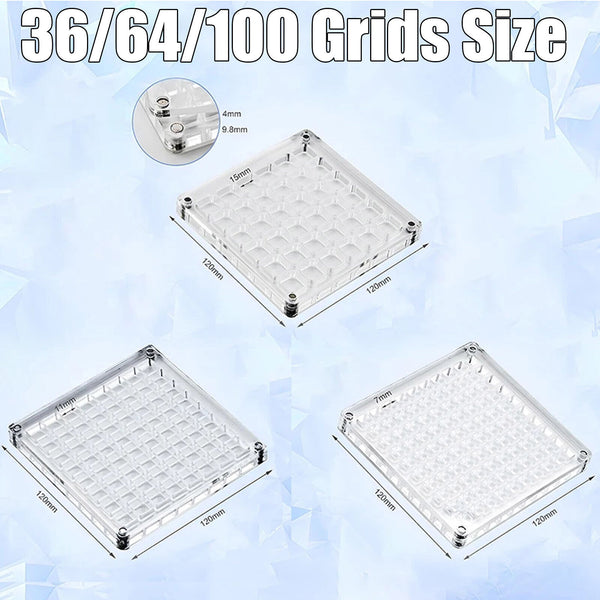 Acrylic Magnetic Seashell Display Box, 36/64/100Grids Seashell Display Organizer