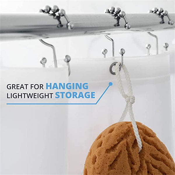 24X Shower Curtain Hooks Rings Rust-Resistant Metal Double Glide Shower Hooks