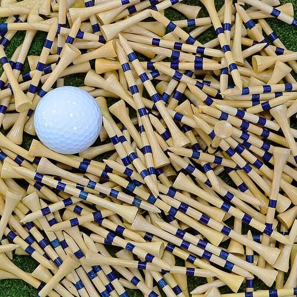 100X 4.2/8.2CM Wooden Straight Golf Tees Golf Tee Striped Golf Ball Tee Supplies
