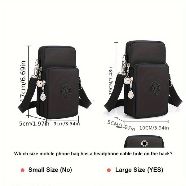 Women Pink Crossbody Phone Bag Nylon Shoulder Purse Coin Storage Pouch