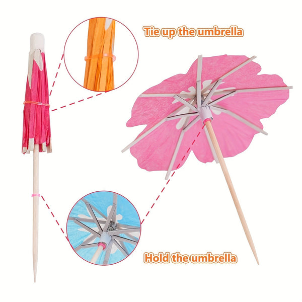 50-500pcs Cocktail Umbrella Fruit Picks Party Drinks Bar Parasols Hawaii Sticks