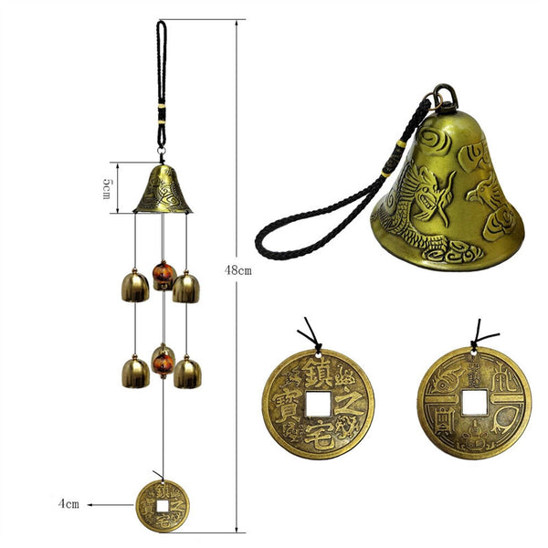 Wind Chimes Large Copper Bells Hanging Garden Yard Home Decor Outdoor 48cm AU