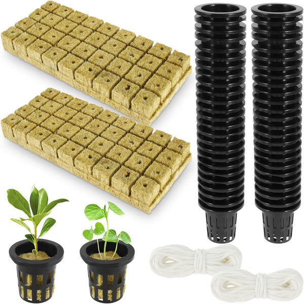 200PCS Grow Starter Rockwool Cubes Hydroponics Plant Net Cup Basket Aquaponic AU