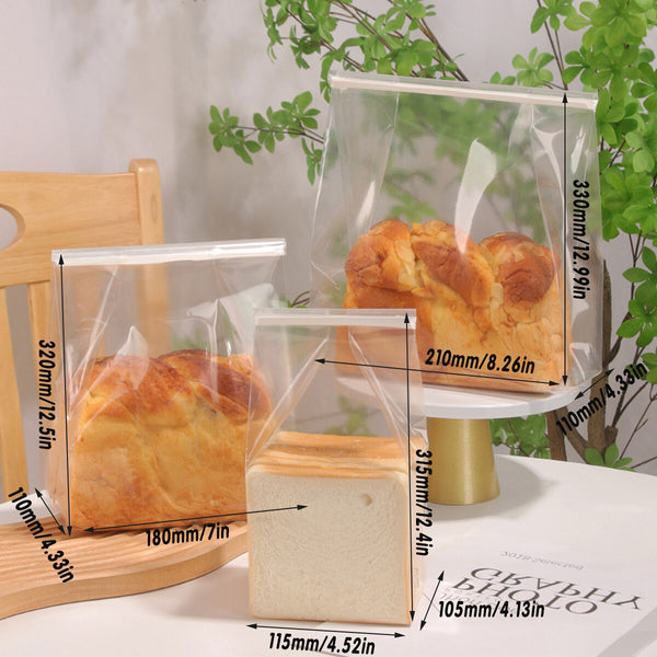 50pcs Resealable Clear Bread Toast Bags Airtight Food Storage Pouches Bakery
