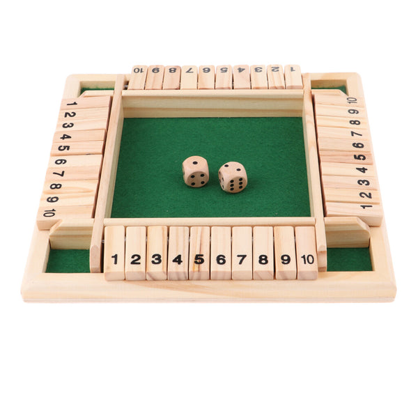 2PCS Shut The Box Wooden Board Game Dice Family Tabletop Number Game Set
