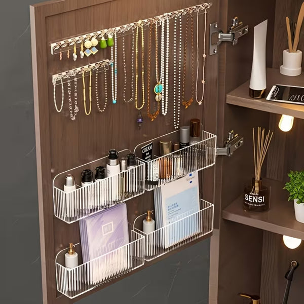 6pcs Wall Mounted Necklace Holder | Transparent Jewelry Organizer with 8 Hooks