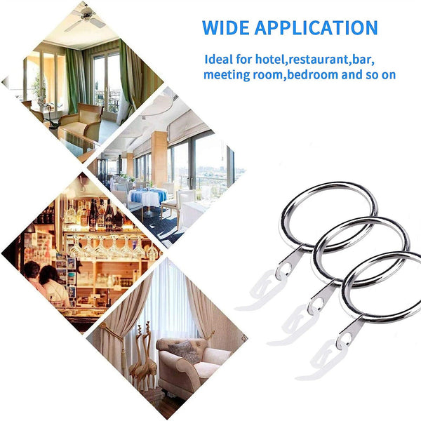 100 Sets Curtain Rings Hooks Window Multipurpose Metal Hooks Clips Ring Hanging