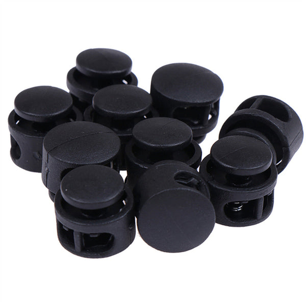 10X Single Double Hole Cord Lock Apparel Clamp Barrel Toggle Stopper Spring Stop