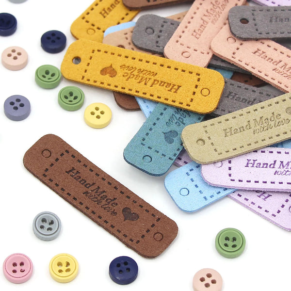 60Pcs Tags Handmade With Love Labels Clothing Tags DIY Crafts Sewing 55x15mm AU