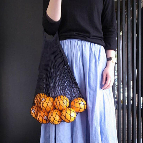 6PCS Mesh Net Turtle Bag String Shopping Bag Reusable Fruit Storage Handbag Tote