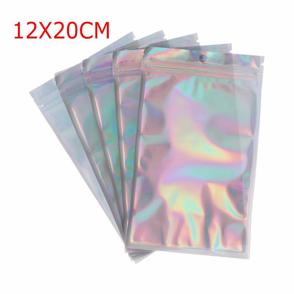 50PCS Clear Golden Zip Seal  Bags Aluminum Foil Resealable Valve Zipper Pouch AU