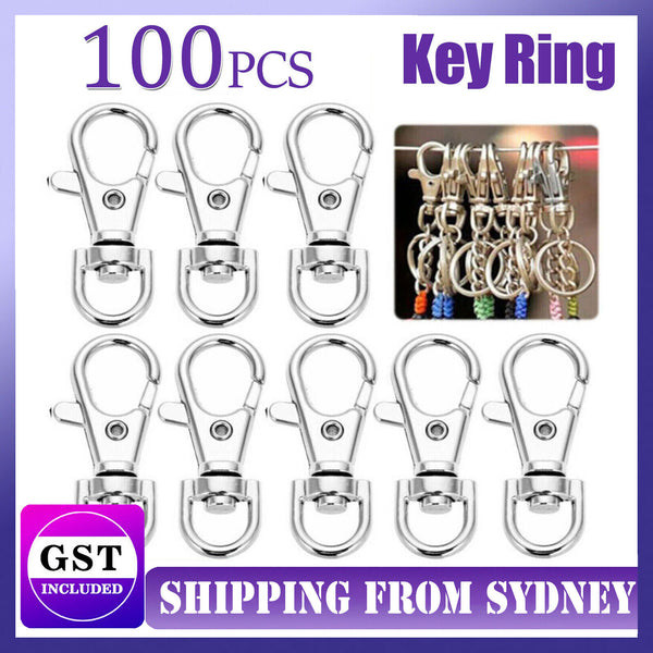 100PCS Swivel Lobster Clasp Clips Hook Alloy Key Ring Split Keychain Durable DIY