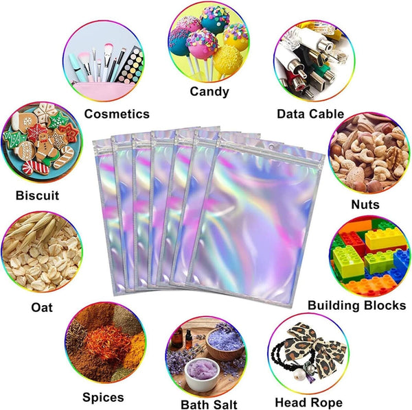 50PCS Clear Golden Zip Seal Bags Aluminum Foil Resealable Valve Zipper Pouch AU