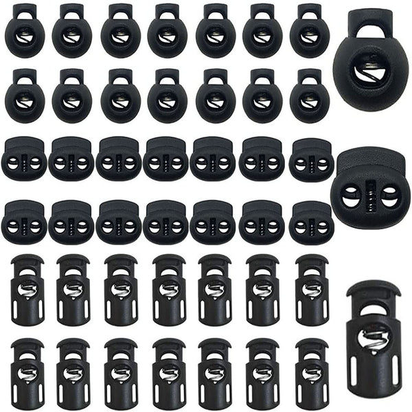 10X Single Double Hole Cord Lock Apparel Clamp Barrel Toggle Stopper Spring Stop