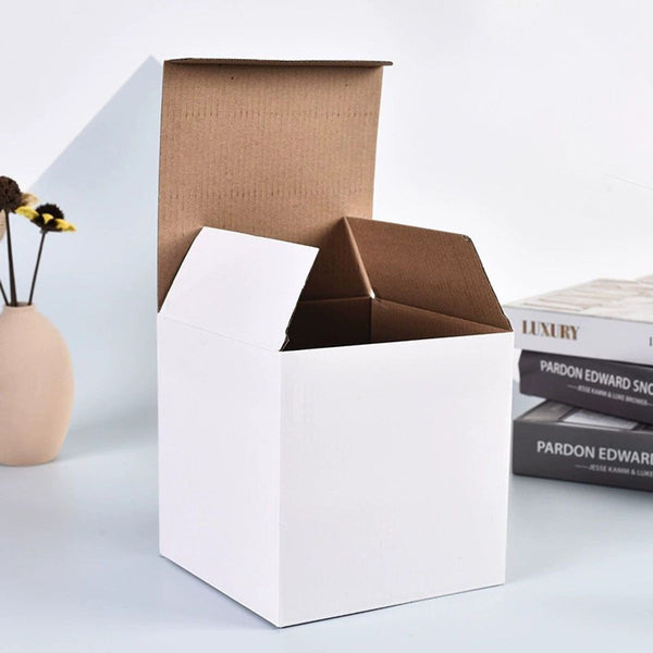 25PCS White Cardboard Gift Boxes Folding Cube Packaging Boxes Small Medium Large