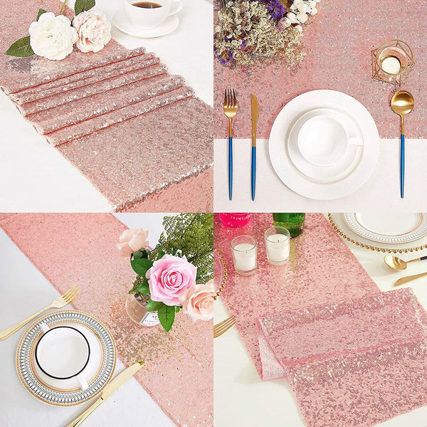 30x180cm Rose Gold Sequin Table Runner Wedding Event Party Bling Decorat Sashes
