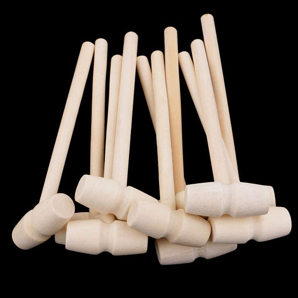 50X Mini Wooden Hammer For Chocolate Breakable Heart Hammer Mallet Smash DIY Toy