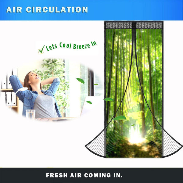 1X Magic Magnetic Door Mesh Net Black Fly Screen Mosquito Bug Curtain Hands Free