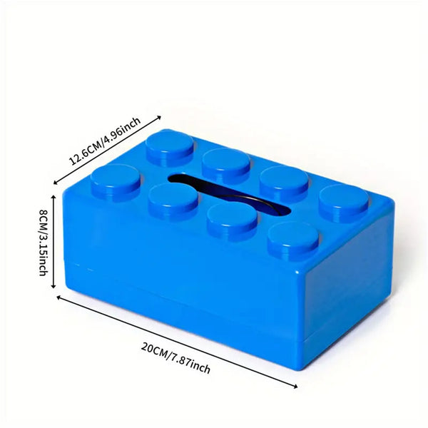 Building Block Tissue Box Cover | Creative Tissue Dispenser Storage Holder for Home Car Desk
