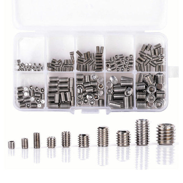 NEW 220Pcs Stainless Steel Allen Head Socket Set Grub Screws Assortment Kit AU