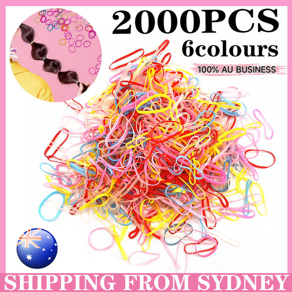 2000pcs Child Baby Hair Holders Rubber Elastic Bands Girls Ties Loom Bands AUS