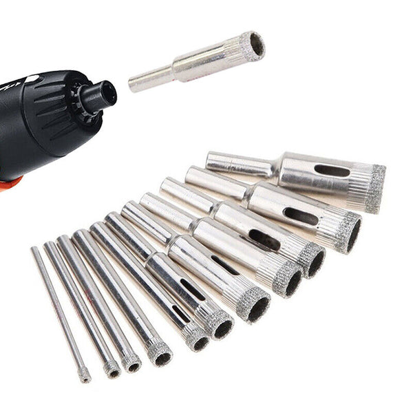 10 Pcs Diamond Glass Drill Set Drill Bit Cutter Drill Holes Saw Core Drill Tool