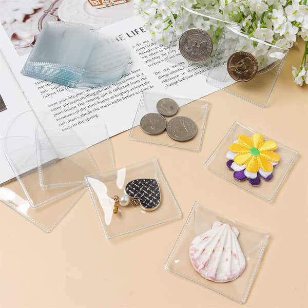 20pcs Single Pocket Coin Sleeves Holders Clear Coin Protector Sleeves Badge Bag